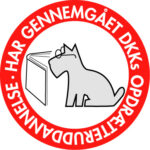 Logo der viser 'har gennemgået dkk's opdrætteruddannelse.'
